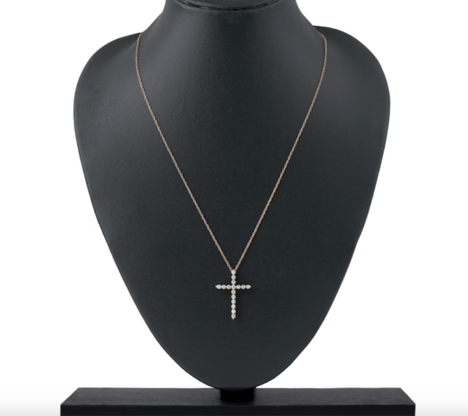 1/2 Carat Lab-Created Diamond Cross Necklace in 14K Rose Gold – 18" Chain - Image 4